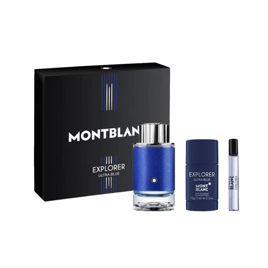 Mont Blanc Explorer Ultra Blue EDP 100ml 3pc Gift Set For Men