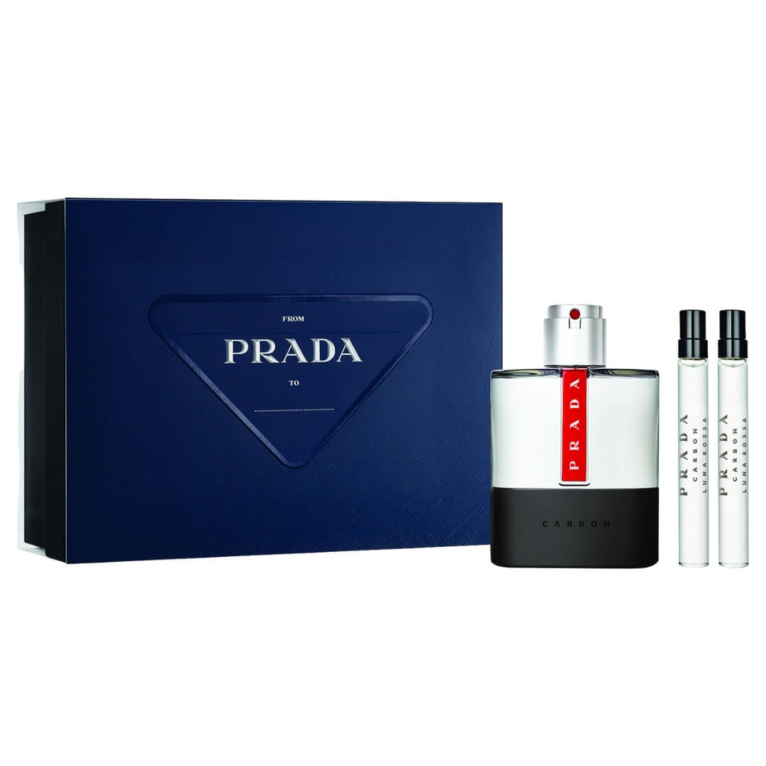 Prada Luna Rossa Carbon EDT 100ml 3 Piece Gift Set for Men